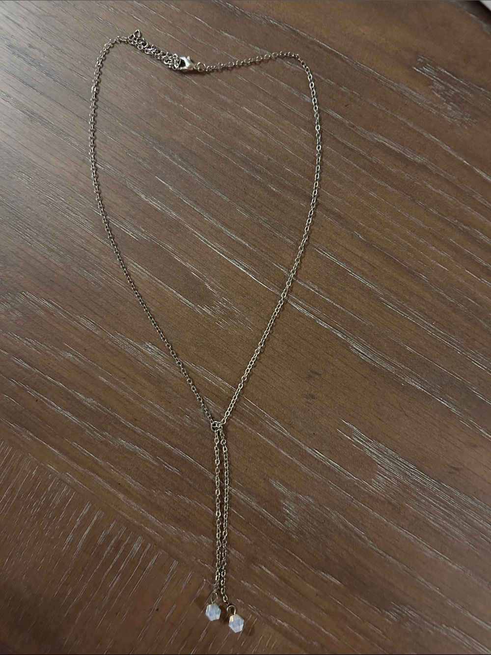 Y2K Gold-Tone Lariat Necklace with Opalescent Charms